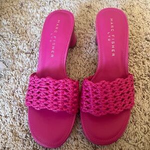 Marc Fisher Pink Woven Slide Sandals